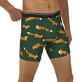 thumbnail image 4 of Mens Underwear, Dark Green Fox Print Mens Underwear Boxer Briefs, Soft Breathable Underwear Long Leg For Men, 4 of 8