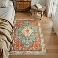 thumbnail image 3 of Wonnitar 3'x5' Boho Entryway Rug, Washable Small Area Rug for Kitchen Non Slip Stain Resistant, Low Pile Vintage Throw Rug for Bedroom Bathroom Laundry Room, Red, 3 of 8