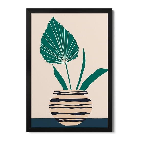 Premium Framed Art Print - Dancing Vase With Palm I