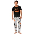 thumbnail image 3 of Halloween Family Pajamas Matching Set - 2 piece Pumpkin Face Short Sleeve Top and Pants Sleepwear,Cartoon Spooky Theme Halloween Pajamas for Family Photos for L Pjs, 3 of 8