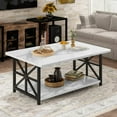 thumbnail image 1 of AWQM Table Basse d'Angle Ronde, Table Basse Moderne à Double Étagère de Rangement, Table Basse en Marbre Style Moderne pour Salon, Blanche, 1 of 7