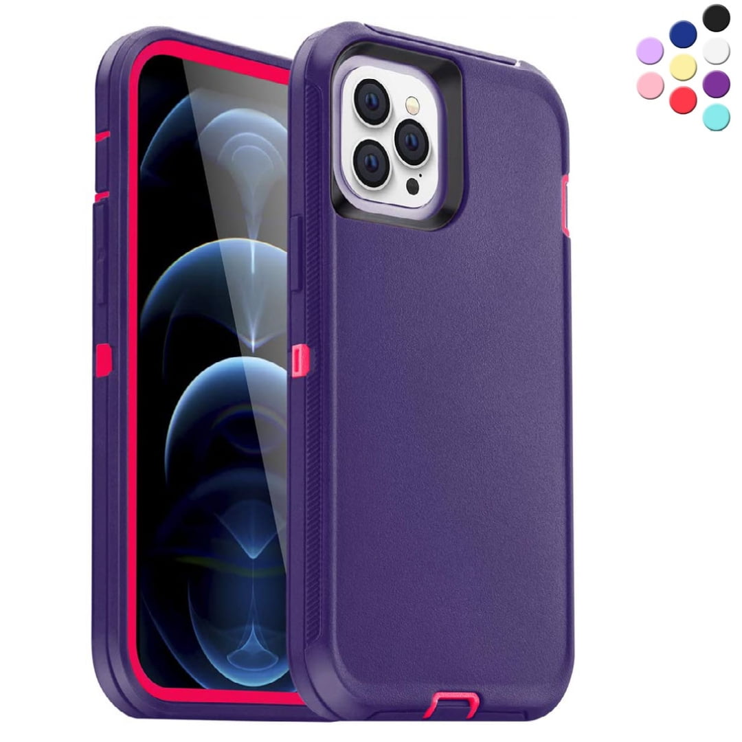 Iphone 12 12 Pro Heavy Duty Case Purple 3 Layer Shock Absorbent Durable Case Compatible For Iphone 12 And Iphone 12 Pro 6 1 Inch Walmart Com Walmart Com