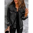 thumbnail image 5 of Eytino Denim Jackets Women Long Sleeve Distressed Ripped Long Sleeve Jean Jacket Coats with Pockets Black S-2XL, 5 of 11