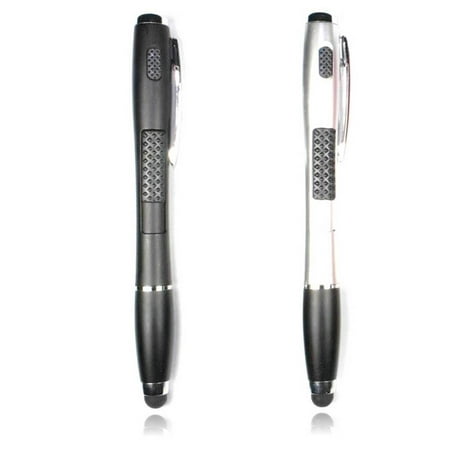 Stylus Pen [2 Pcs], 3-in-1 Touch Screen Pen (Stylus + Ballpoint Pen + LED Flashlight) For Smartphones Tablets iPad iPhone Samsung LG Sony etc [Black +