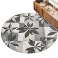 thumbnail image 2 of Round Rugs 3Ft, Grey Black Leaves Round Area Rug Washable Indoor Throw Carpet, Geometric Abstract Art Vintage Small Non Slip Circle Rug for Bedroom Living Room Home Decor Aesthetic, 2 of 8