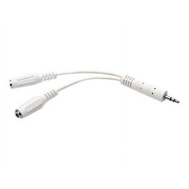 Eaton Tripp Lite Series Stéréo 3,5 mm 3.5mm Mini Stereo Cable adapter Y Splitter for Speakers and Headphones (M to 2x F) White, 6-in. (15.24 cm) - répartiteur audio - mini-phone mâle à mini-phone stéréo 3,5 mm femelle - 5,9 po - blanc - Moulé