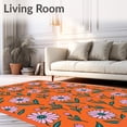 thumbnail image 2 of ODIKA 6'x9' Machine Washable Non-Slip Area Rug, Bohemian Wildflower Festival with Hand Drawn Florals High Traffic Rug, Orange, 704242, 2 of 7