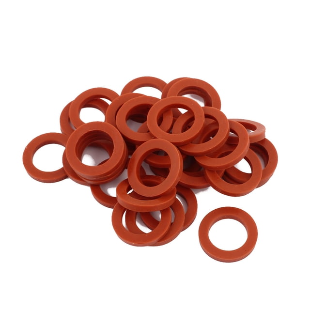 30 piezas de juntas de sellado de anillo de silicona rojas de 24 mm x 16 mm x 3 mm para tuberías, tubos y mangueras