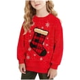 thumbnail image 2 of Tdoqot Girls Christmas Sweatshirts- Pullover Crewneck Cute Long Sleeve Kids Festive Shirts Red Size 4 T, 2 of 7