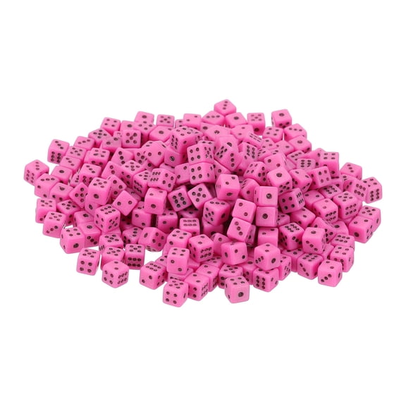 200Pack Mini Dice, 5mm/0.2" Acrylic Tiny Six Side Game Dot Square Dice Bulk for Table Board Game Party Activities, Pink/Black