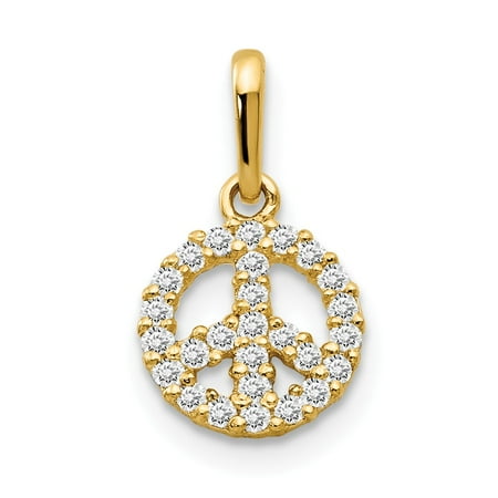 14k Yellow Gold CZ Children's Peace Sign Pendant