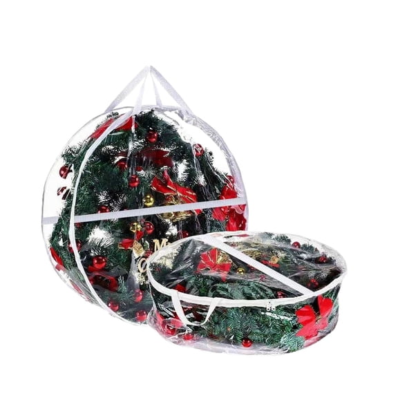 TACILIP Christmas Wreath Storage Container 30 Inch - Clear Storage Bag for Holiday Decoration Garland Box with Handles, Gifts for Mom