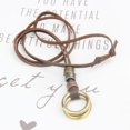 thumbnail image 2 of Vintage Punk Leather Necklace Double Circle s Pendant Necklace Adjustable Brown, 2 of 9