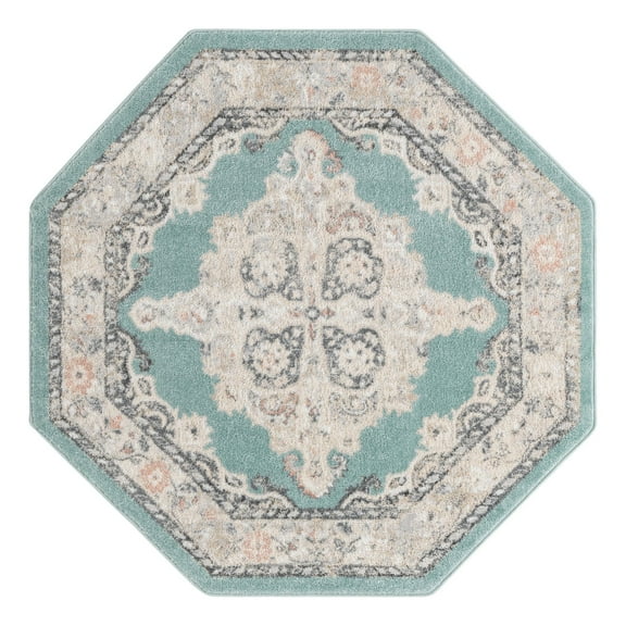 Unique Loom Parker Collection Area Rug - Merakli (5' Octagon Aqua/Beige)