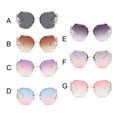 thumbnail image 3 of Gafas de sol sin marco Minnieouse de lujo para mujer con incrustaciones de diamantes de imitación UV400 Azul rosado, 3 of 6