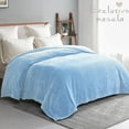 thumbnail image 3 of Exclusivo Mezcla Twin Size Jacquard Weave Wave Pattern Flannel Fleece Velvet Plush Bed Blanket as Bedspread/Coverlet/Bed Cover (90" x 66", Light Blue), 3 of 8