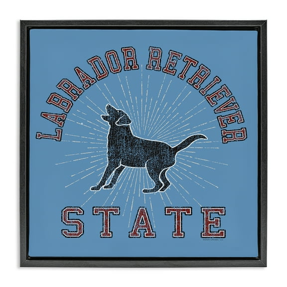 Stupell Industries Varsity Labrador State Novelty & Humor Painting Black Floater Framed Canvas Art Print Wall Art, 18 x 18