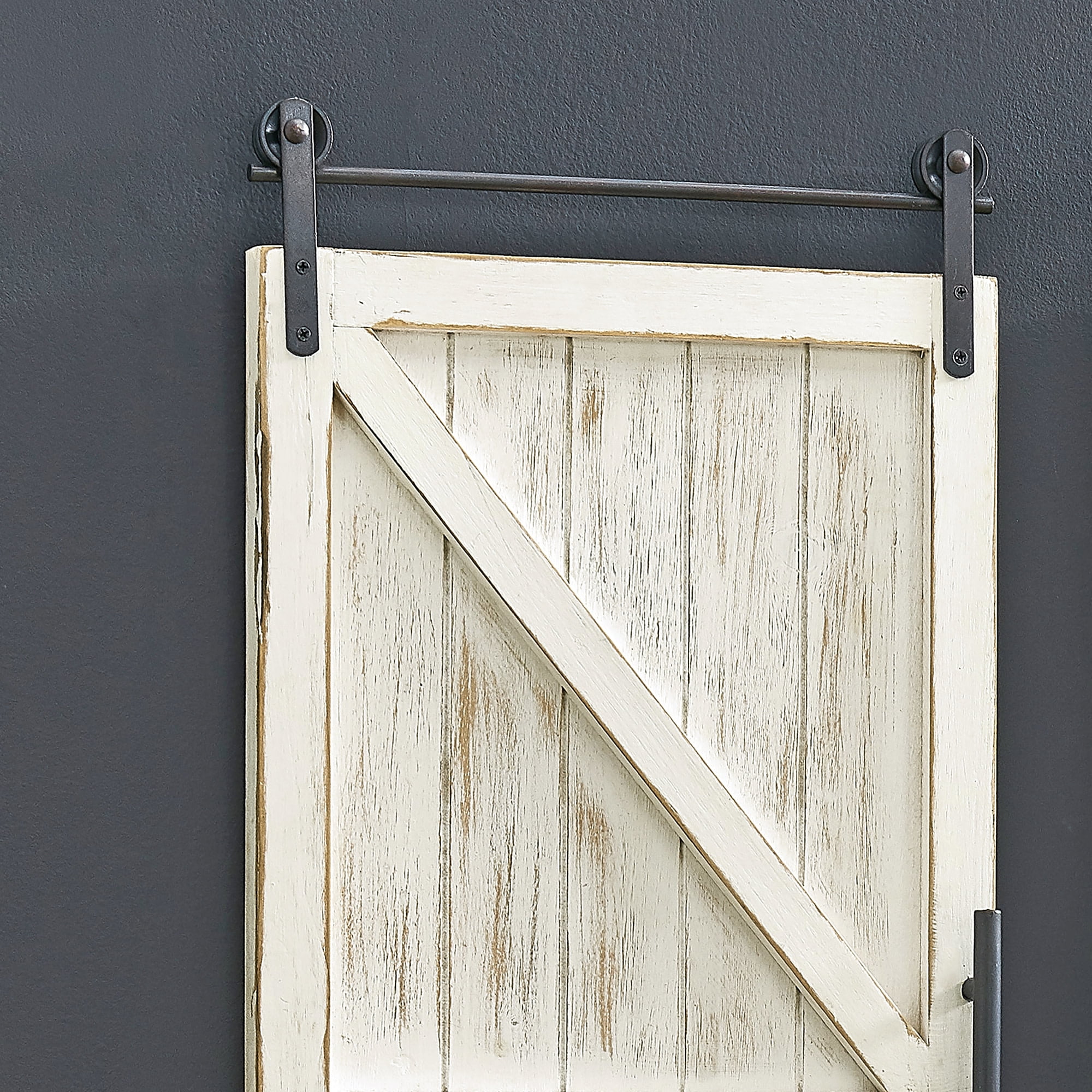 FirsTime & Co. White Carriage Barn Door Wall Plaque 2-Piece Set, Farmhouse, Framed, 14 x 2 x 34 in