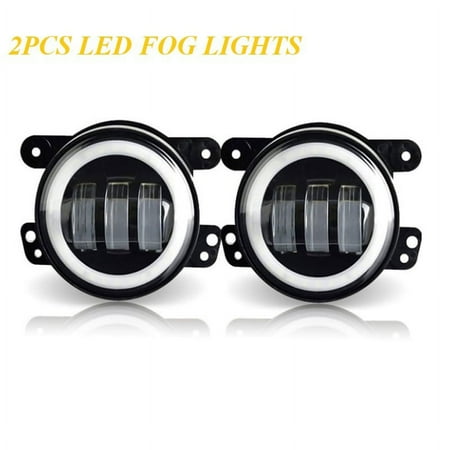 LED Fog Lights for Wrangler 2x 4 inch LED Fog Light Headlight Driving Lamp Replacement Compatible with Jeep Dodge Chrysler 6000K White Super Bright Fog Light