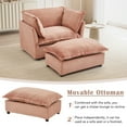 thumbnail image 5 of Oversized Accent Chair with Ottoman, Chenille Cloud Sofa Chair with 40" Extra-Wide Seat and Curved Armrests, Modern Armchair Reading Chairs for Bedroom, Pink, 5 of 8