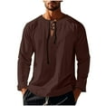 thumbnail image 2 of Blusas y camisas de manga larga con cuello en V para hombre, blusa informal de moda lisa con tirantes sueltos, blusa de manga larga con cuello en V, blusa de poliéster para hombre, 2 of 8