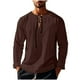 thumbnail image 2 of pstuiky Camisas de manga larga abrigadas para hombre, Blusa informal de manga larga con cuello en V y tirantes sueltos para hombre Tops de hombre m, 2 of 8