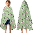 thumbnail image 3 of Green Cow Dot Pattern Hooded Bath Towel，60"x35" for Ages 3 To 12 Kids, Quick Dry Lightweight Soft Microfiber Hood Beach Towel Cover Up for Kids, 3 of 7