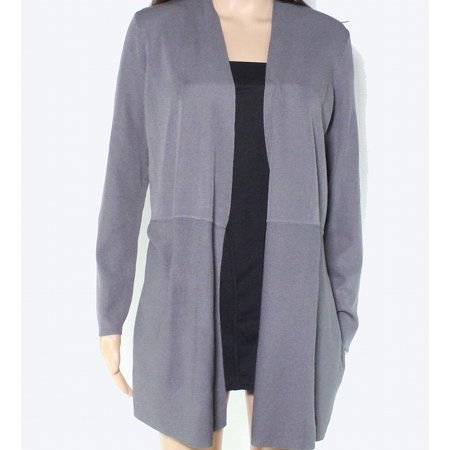 Anne Klein Sweater Medium Junior Open Front Long Cardigan   Gray M