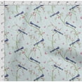 thumbnail image 4 of Soimoi Bird & Flowers Print, Silk Fabric, Decor Sewing Fabric by The Yard 42 Inch Wide,Decorative Fabric for Shirts Suits Ties, Baby Blue, 4 of 5