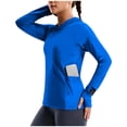 thumbnail image 2 of Miluxas Women's Sun Protection Hoodie Long Sleeve Workout Shirt with Thumb Holes Pocket Quick Dry Hiking Fishing Sun Shirt Blue, 2 of 9
