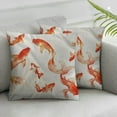 thumbnail image 3 of Japanese Pillow Sham, Chinese Goldfish Symbolic Celestial Bubble Eye Illustration, Decorative Standard King Size Printed Pillowcase,  Orange and Beige, 3 of 7