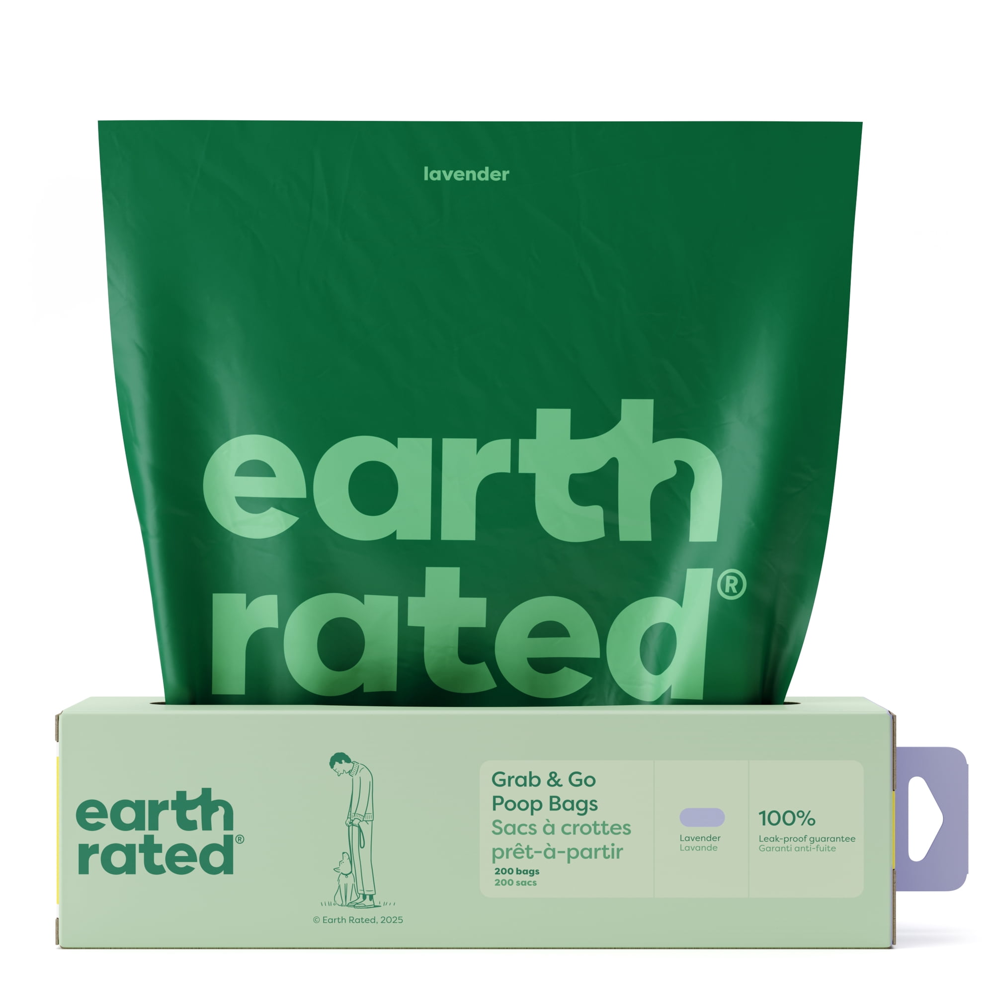 Earth Rated Leak-Proof Dog Poop Bags, Lavender, 200 Count, Large Single Roll