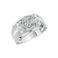 thumbnail image 3 of RYLOS Men's Rings Sterling Silver Rings Classic Designer Style 8X6MM Oval Gemstone &  Diamond Ring White Topaz April Birthstone Rings For Men,  Size 10, 3 of 7