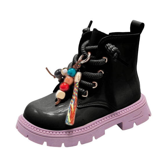 Dakaela Boy Girl Ankle Boots 3T 4T 5T Waterproof Non Slip Leather Chelsea Booties Toddler Fleece Lined Winter Snow Work Boot Black Size 9