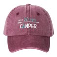 thumbnail image 3 of Hats for Women Men I Am A Happy Camper Embroidery Washed Cotton Camping Baseball Cap Wine One Size, 3 of 4