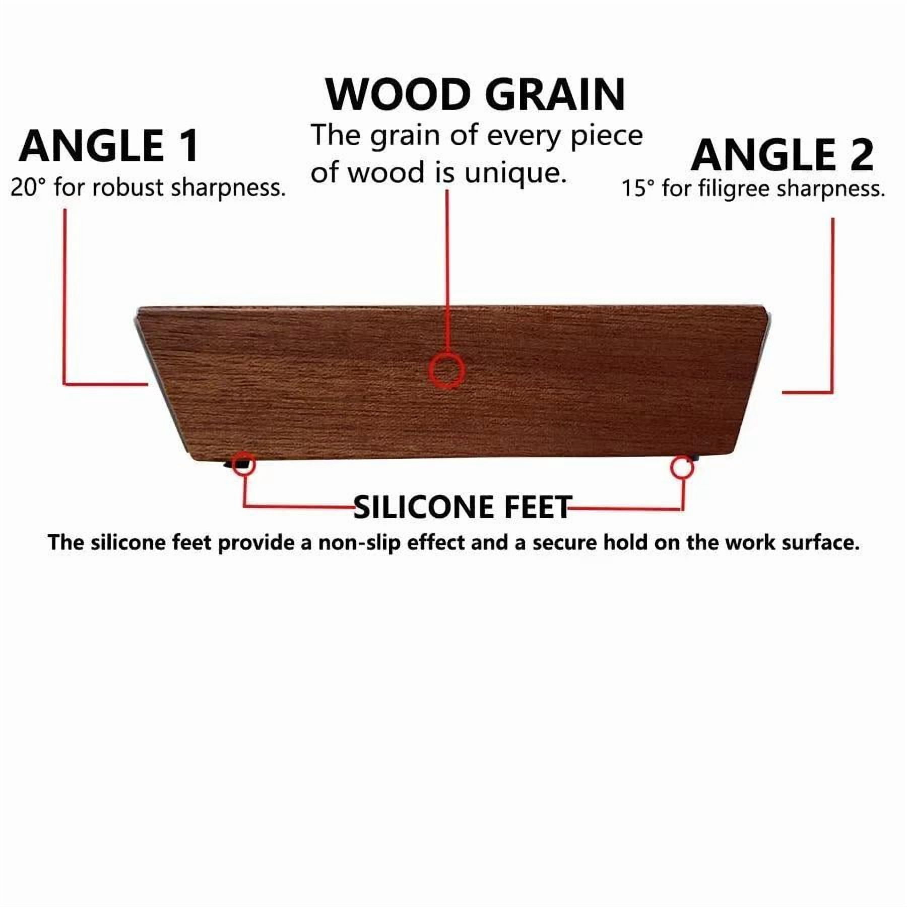Wooden knife sharpener with magnetic diamond grindstone, manual sharpening system, 15-20 degree angle adjustable hob for kitchen knives