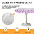 thumbnail image 2 of Elastic Fitted Round Tablecloth, Purple Waterproof Stretch Table Cover for 36"-44" Tables, Polka Dots Watercolor Abstract Art Washable Outdoor Tablecloths for Patio, Picnic, Camping, 2 of 9