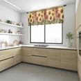 thumbnail image 4 of Summer Sunflowers Valance Curtains for Kitchen/Living Room/Bathroom/Bedroom Window, Rod Pocket Small Topper Half Short Window Curtains Voile Sheer Scarf, Red Yellow Floral Leaf Wood Grain 60"x18", 4 of 8