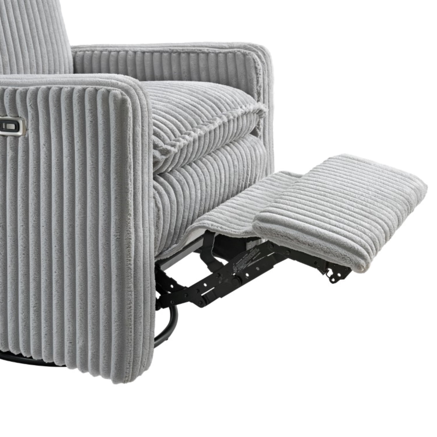 Oxford Baby Uptown Power Upholstered Glider Recliner Rocking Chair 270° Swivel for Nursery and Living Room – Corduroy Ash Gray​