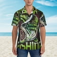 thumbnail image 2 of Zufioo Big Bass Fish Hawaiian Shirt for Men,Beach Shirts Tropical Vacation Shirts,Sleeve Casual Button Down Shirt with Pocket for Travel,Beach,Party,daily,,Large, 2 of 7
