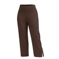 thumbnail image 5 of SEAOPEN Capri Pants for Women Wide Leg Yoga Dress Cropped Pants Capri Leggings with Pockets for Casual Summer Brown,L, 5 of 5