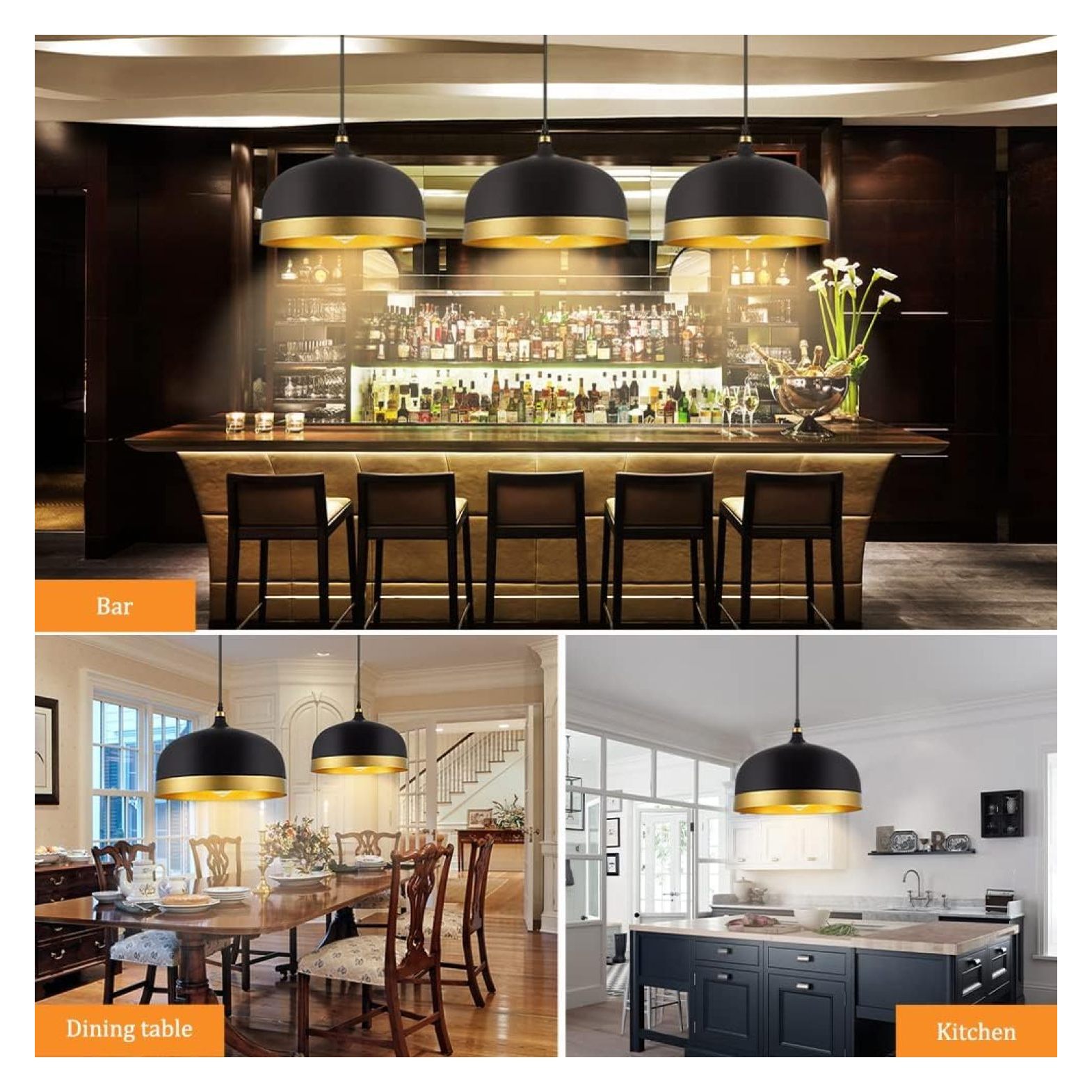 Modern Indoor Lighting Saturn & Black Pendant Light Kitchen Island Chandelier Ceiling Hanging Light Fixtures with Matte Black Finish