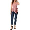 thumbnail image 3 of MODA NOVA Junior's Striped Sleeveless V Neck Wrap Tie Waist Top, 3 of 6