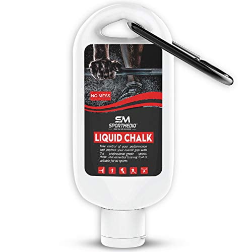 SPORTMEDIQ Pro Grade Liquid Chalk - 1 Pack - Mess Free Professional Hand Grip for Gym, Weightlifting, Rock Climbing, Gymnastics, Rock Climbing - Dries in Seconds - 1.69oz Travel Size with Belt Cl
