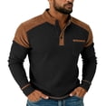thumbnail image 3 of Men's Solid Color Long-Sleeved Stand-Up Collar Button-Up with Fake Pocket Patchwork Jacket, Classic Soft Fabric with Zipper Pocket for Outdoor Work Sports, 3 of 8