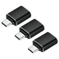 thumbnail image 1 of 3 Pcs Adaptador USB, Adaptador USB C a USB, Convertidor USB a USB C, Adaptador USB Tipo C, Adaptador USB C, Adaptador de cable USB a USB C para teléfono, laptop, coche, negro, 1 of 5