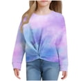 thumbnail image 2 of MKOSPLRT Girls Shirts Casual Summer Twist Front Tunic Tops Long Sleeve Tie Dye Pullover Round Neck Loose Fit T Shirts Children Tops, 2 of 6
