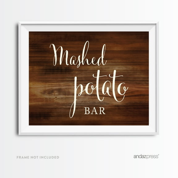 Mashed Potato Bar Rustic Wood Wedding Party Signs