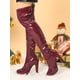 thumbnail image 2 of Botas altas hasta la rodilla gruesas con plataforma de charol Borgoña 41 Allegra K, 2 of 7