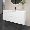 thumbnail image 3 of Sinber 48" Wall Mounted Small Single Rectangular Sink Gloss White Bathroom Vanity Cabinet with White Acrylic Countertop 2 Drawers and 2 Doors Compact and Elegant with Sleek Design for Modern Bathrooms, 3 of 14